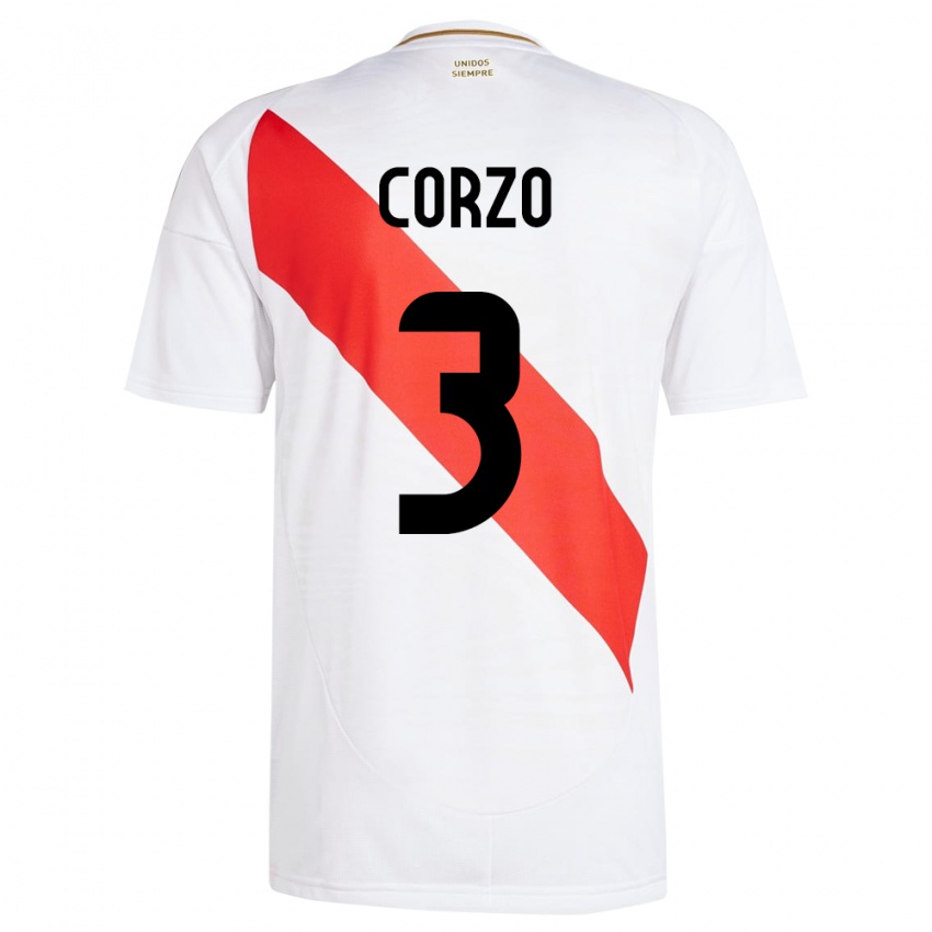 Herren Peru Aldo Corzo #3 Weiß Heimtrikot Trikot 24-26 T-Shirt Österreich