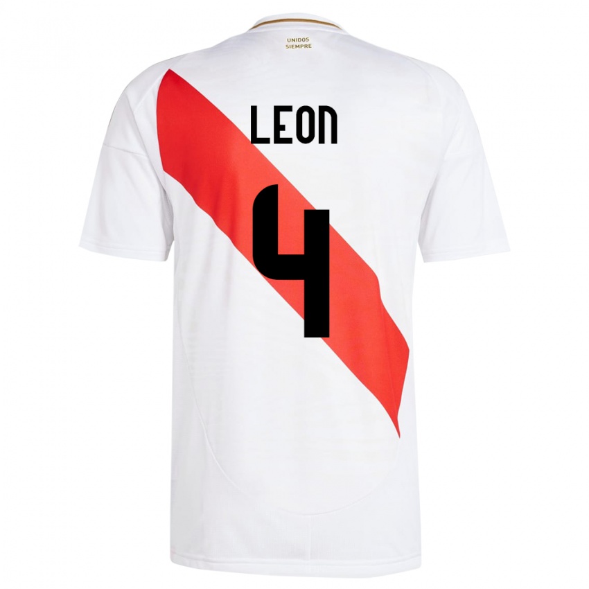 Herren Peru Mía León #4 Weiß Heimtrikot Trikot 24-26 T-Shirt Österreich