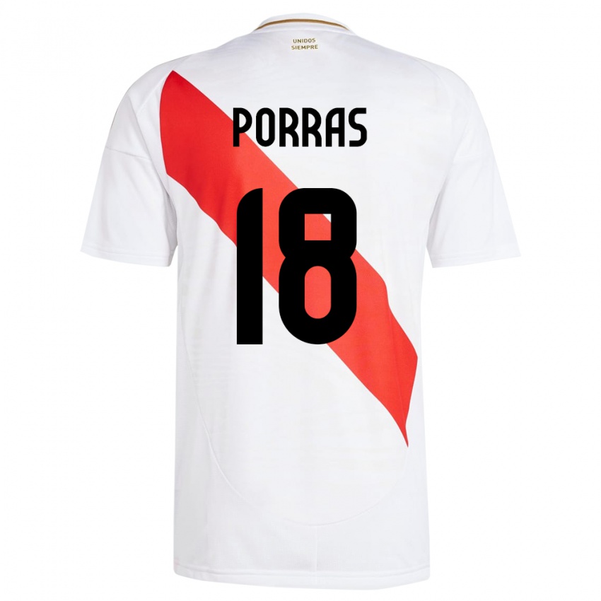 Herren Peru Sashenka Porras #18 Weiß Heimtrikot Trikot 24-26 T-Shirt Österreich