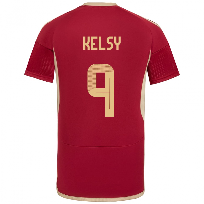 Herren Venezuela Kevin Kelsy #9 Burgund Heimtrikot Trikot 24-26 T-Shirt Österreich