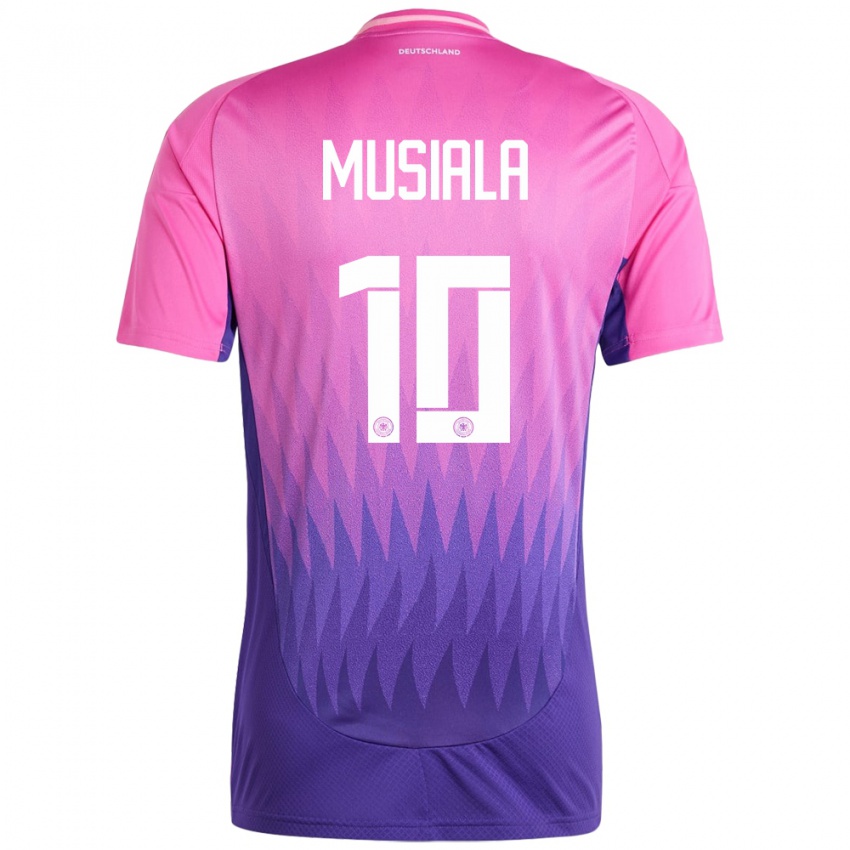 Herren Deutschland Jamal Musiala #10 Pink Lila Auswärtstrikot Trikot 24-26 T-Shirt Österreich