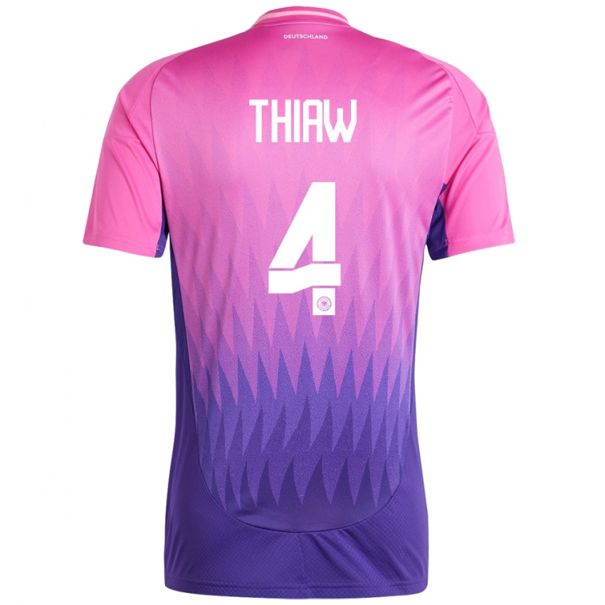 Herren Deutschland Malick Thiaw #4 Pink Lila Auswärtstrikot Trikot 24-26 T-Shirt Österreich