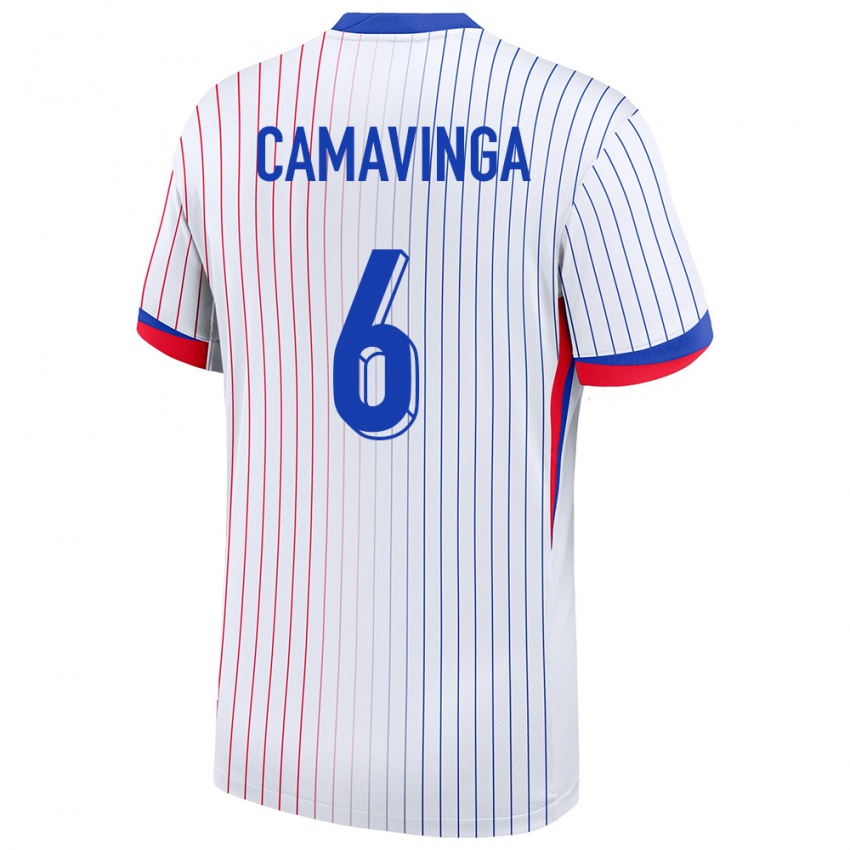 Herren Frankreich Eduardo Camavinga #6 Weiß Auswärtstrikot Trikot 24-26 T-Shirt Österreich