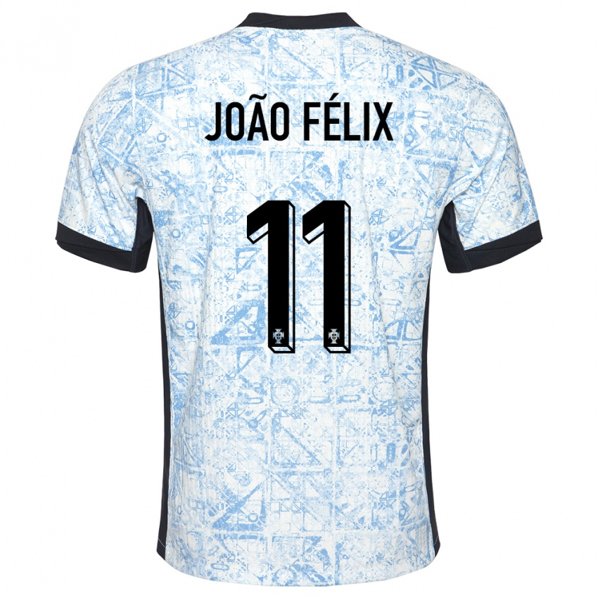 Herren Portugal Joao Felix #11 Cremeblau Auswärtstrikot Trikot 24-26 T-Shirt Österreich