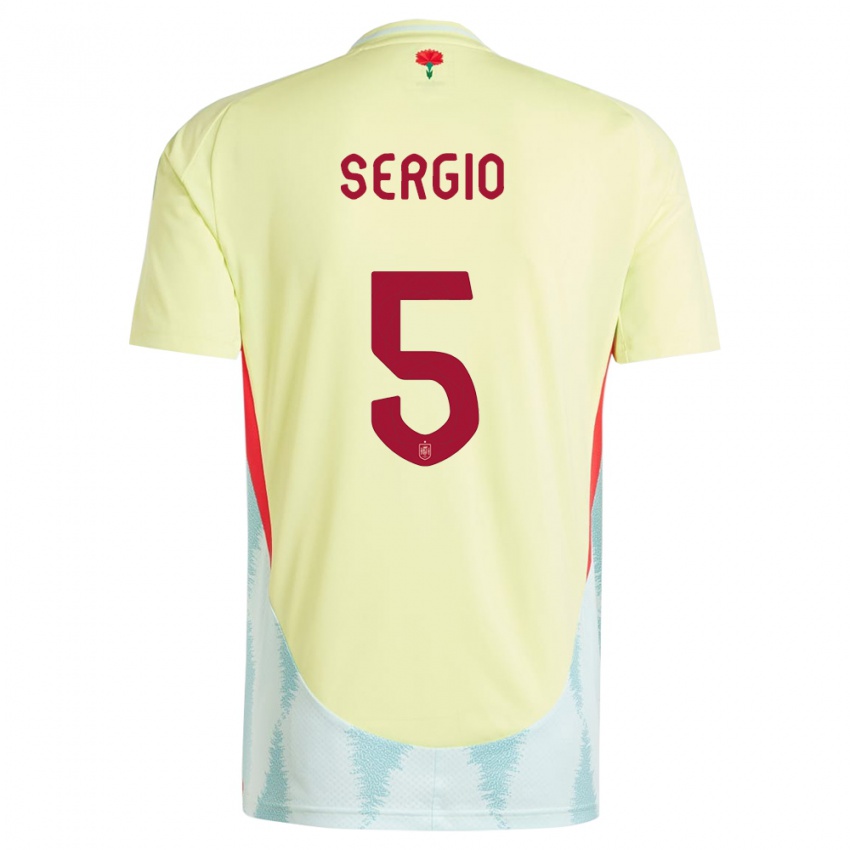 Herren Spanien Sergio Busquets #5 Gelb Auswärtstrikot Trikot 24-26 T-Shirt Österreich