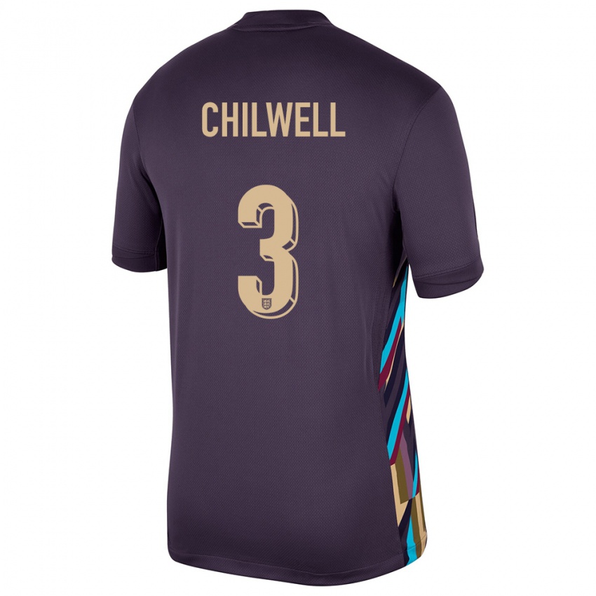 Herren England Ben Chilwell #3 Dunkle Rosine Auswärtstrikot Trikot 24-26 T-Shirt Österreich
