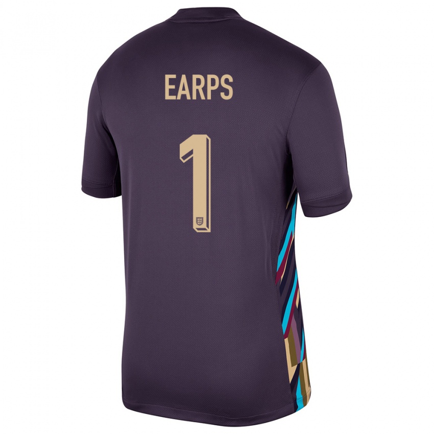 Herren England Mary Earps #1 Dunkle Rosine Auswärtstrikot Trikot 24-26 T-Shirt Österreich