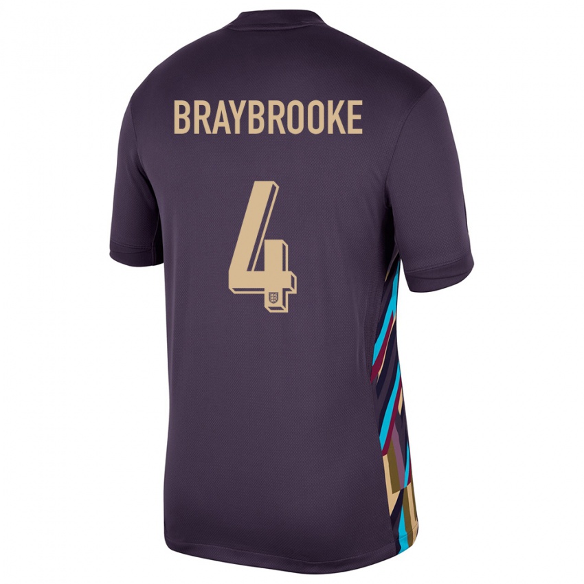 Herren England Samuel Braybrooke #4 Dunkle Rosine Auswärtstrikot Trikot 24-26 T-Shirt Österreich