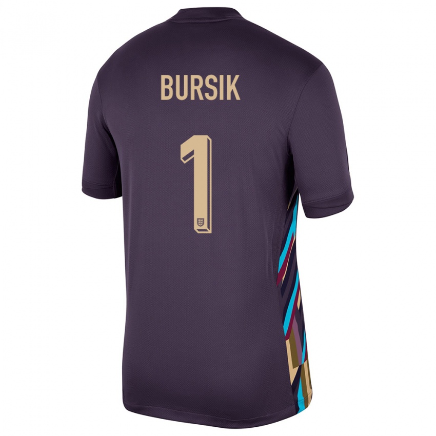 Herren England Josef Bursik #1 Dunkle Rosine Auswärtstrikot Trikot 24-26 T-Shirt Österreich
