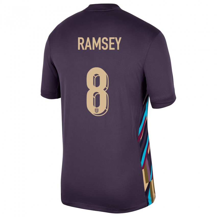 Herren England Jacob Ramsey #8 Dunkle Rosine Auswärtstrikot Trikot 24-26 T-Shirt Österreich