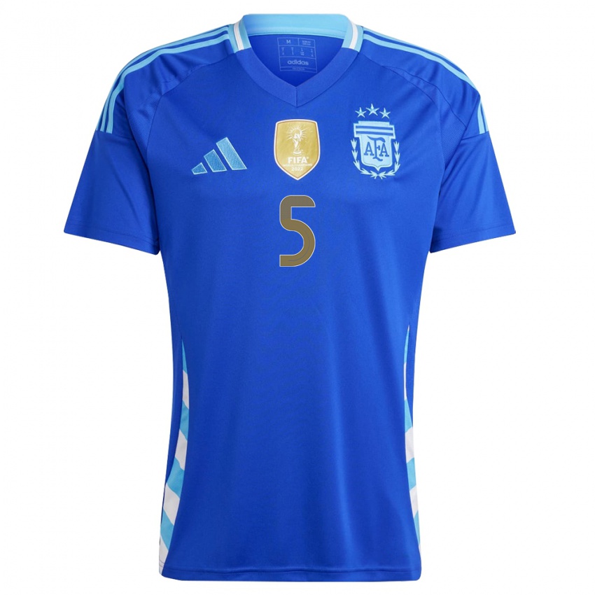 Herren Argentinien Leandro Paredes #5 Blau Auswärtstrikot Trikot 24-26 T-Shirt Österreich