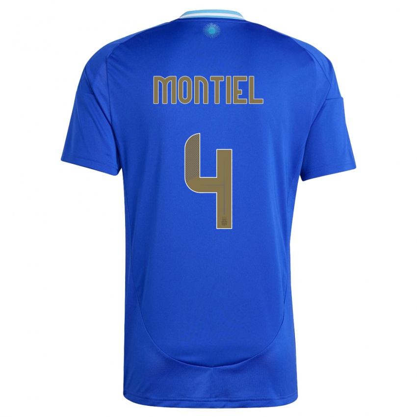 Herren Argentinien Gonzalo Montiel #4 Blau Auswärtstrikot Trikot 24-26 T-Shirt Österreich