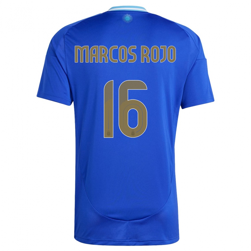 Herren Argentinien Marcos Rojo #16 Blau Auswärtstrikot Trikot 24-26 T-Shirt Österreich