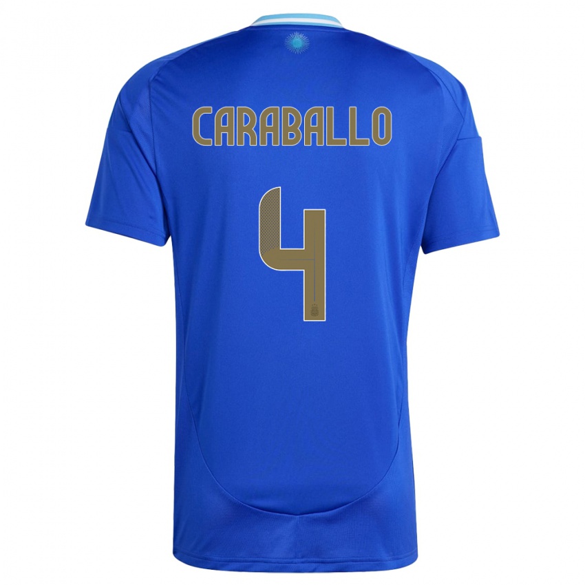 Herren Argentinien Brian Caraballo #4 Blau Auswärtstrikot Trikot 24-26 T-Shirt Österreich