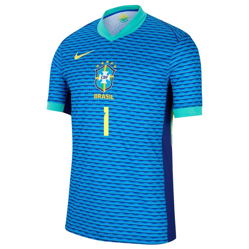 Herren Brasilien Alisson #1 Blau Auswärtstrikot Trikot 24-26 T-Shirt Österreich