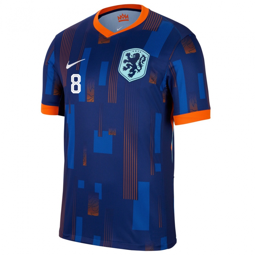 Herren Niederlande Livano Comenencia #8 Blau Auswärtstrikot Trikot 24-26 T-Shirt Österreich