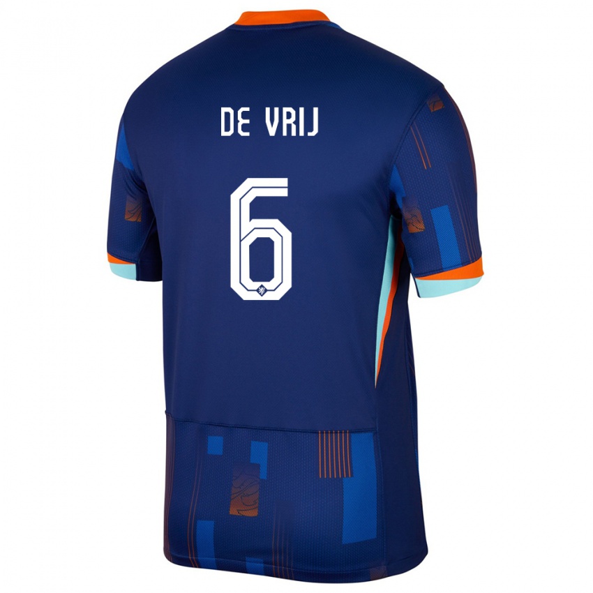 Herren Niederlande Stefan De Vrij #6 Blau Auswärtstrikot Trikot 24-26 T-Shirt Österreich