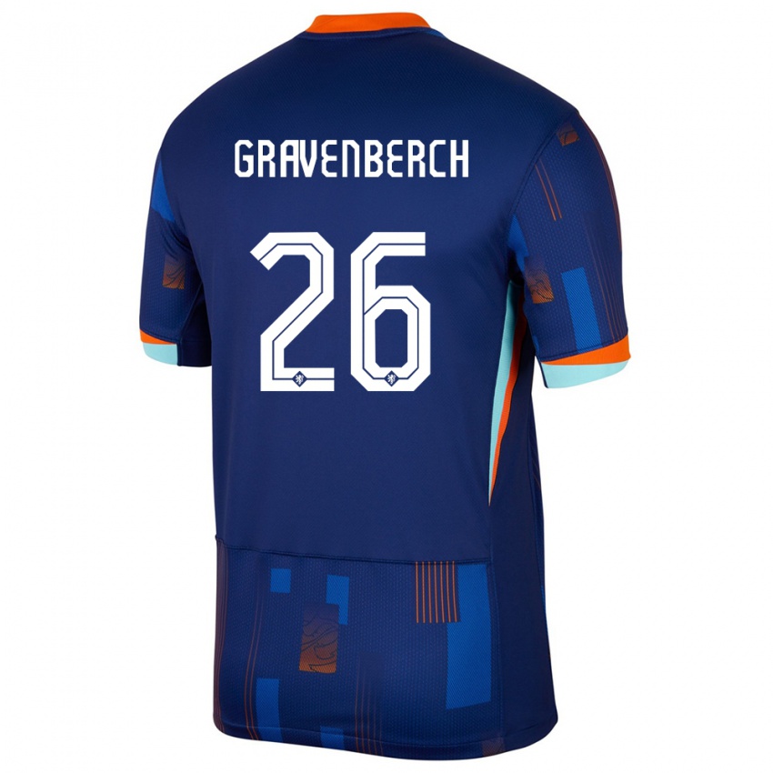 Herren Niederlande Ryan Gravenberch #26 Blau Auswärtstrikot Trikot 24-26 T-Shirt Österreich