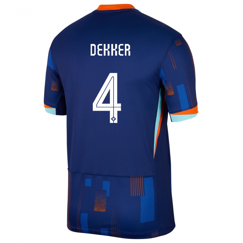 Herren Niederlande Maxim Dekker #4 Blau Auswärtstrikot Trikot 24-26 T-Shirt Österreich