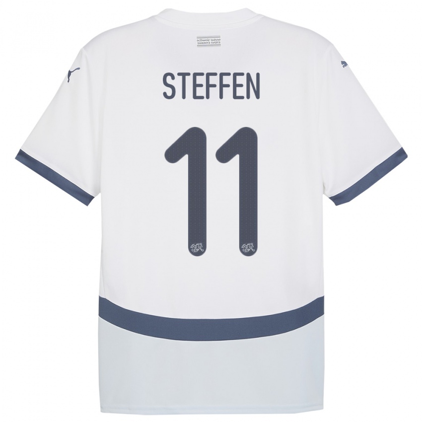 Herren Schweiz Renato Steffen #11 Weiß Auswärtstrikot Trikot 24-26 T-Shirt Österreich