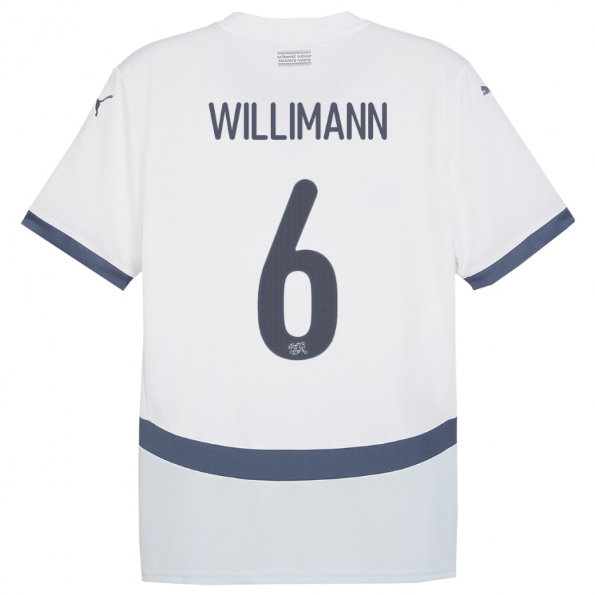 Herren Schweiz Mauricio Willimann #6 Weiß Auswärtstrikot Trikot 24-26 T-Shirt Österreich