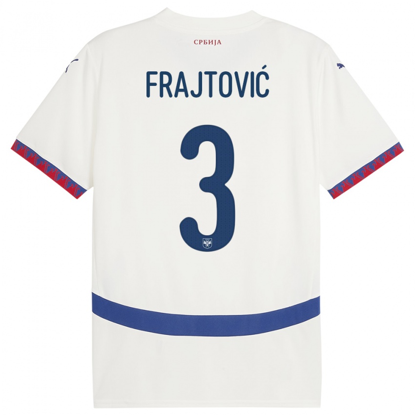 Herren Serbien Andela Frajtovic #3 Weiß Auswärtstrikot Trikot 24-26 T-Shirt Österreich