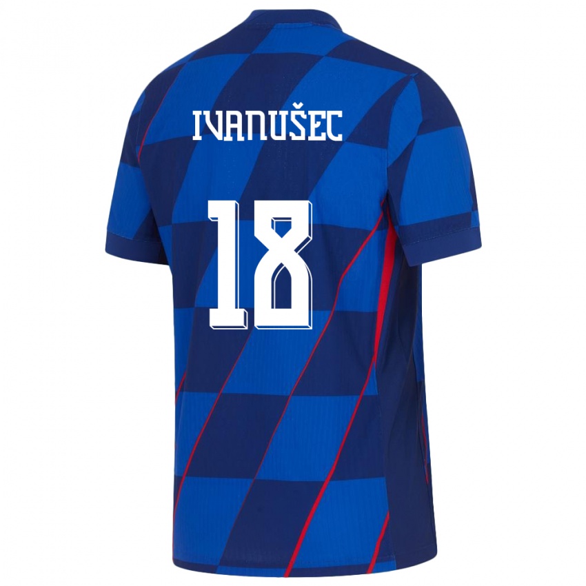 Herren Kroatien Luka Ivanusec #18 Blau Auswärtstrikot Trikot 24-26 T-Shirt Österreich