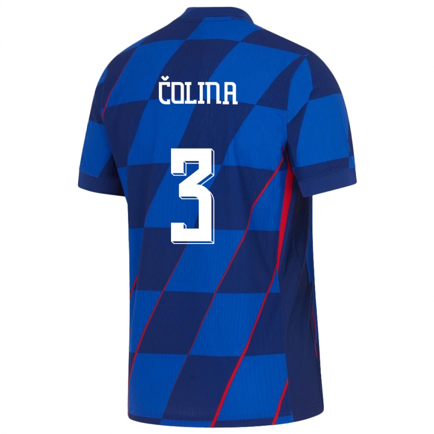 Herren Kroatien David Colina #3 Blau Auswärtstrikot Trikot 24-26 T-Shirt Österreich