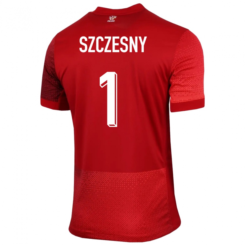 Herren Polen Wojciech Szczesny #1 Rot Auswärtstrikot Trikot 24-26 T-Shirt Österreich