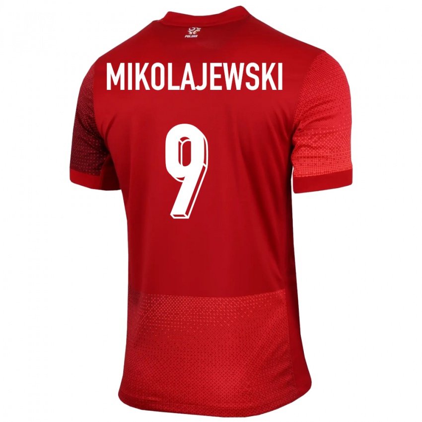 Herren Polen Daniel Mikolajewski #9 Rot Auswärtstrikot Trikot 24-26 T-Shirt Österreich