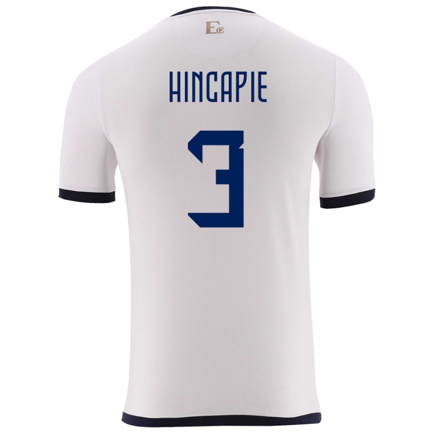 Herren Ecuador Piero Hincapie #3 Weiß Auswärtstrikot Trikot 24-26 T-Shirt Österreich