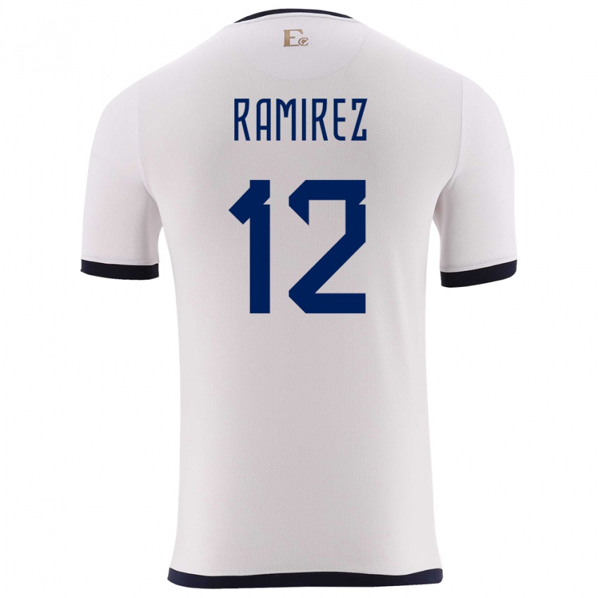 Herren Ecuador Moises Ramirez #12 Weiß Auswärtstrikot Trikot 24-26 T-Shirt Österreich