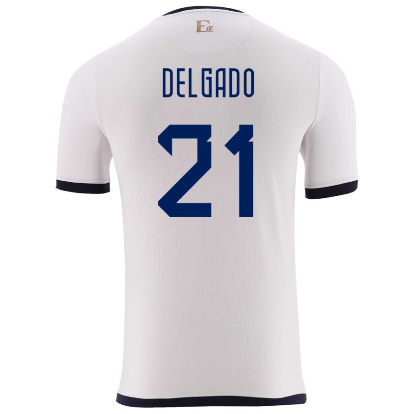 Herren Ecuador Patrickson Delgado #21 Weiß Auswärtstrikot Trikot 24-26 T-Shirt Österreich