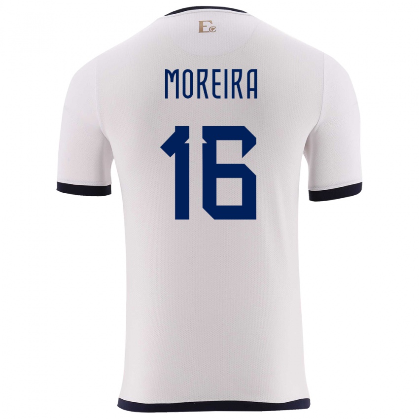 Herren Ecuador Ligia Moreira #16 Weiß Auswärtstrikot Trikot 24-26 T-Shirt Österreich