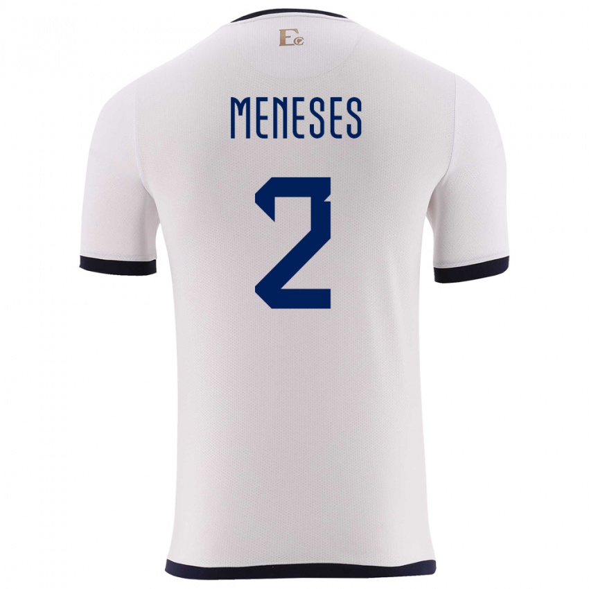 Herren Ecuador Randy Meneses #2 Weiß Auswärtstrikot Trikot 24-26 T-Shirt Österreich