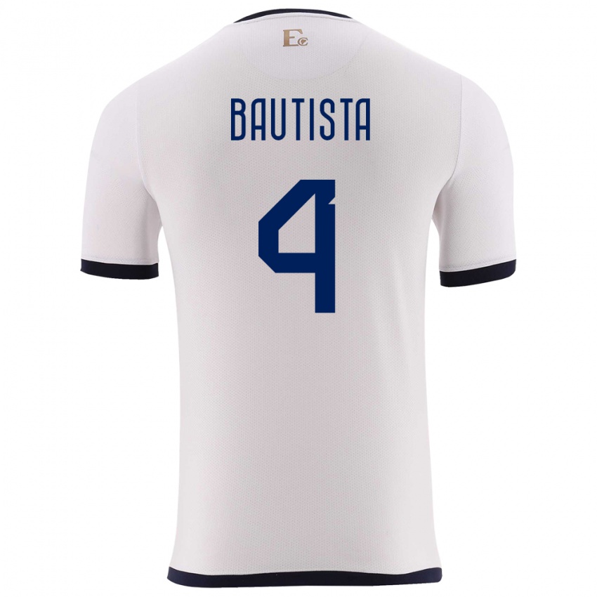 Herren Ecuador Davis Bautista #4 Weiß Auswärtstrikot Trikot 24-26 T-Shirt Österreich