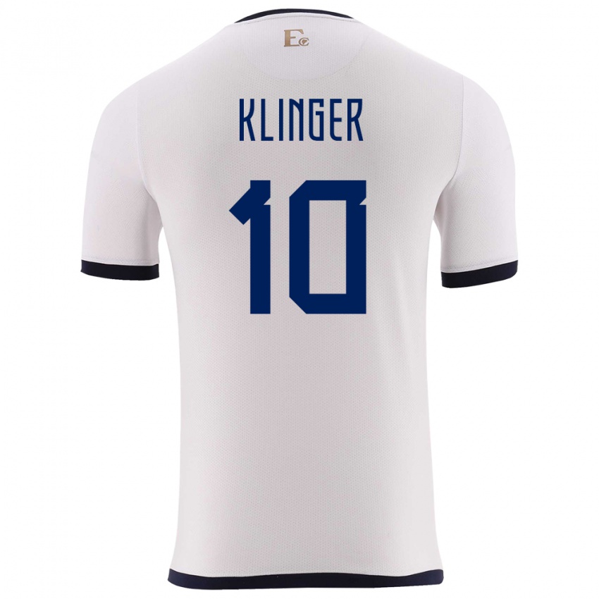 Herren Ecuador Jose Klinger #10 Weiß Auswärtstrikot Trikot 24-26 T-Shirt Österreich