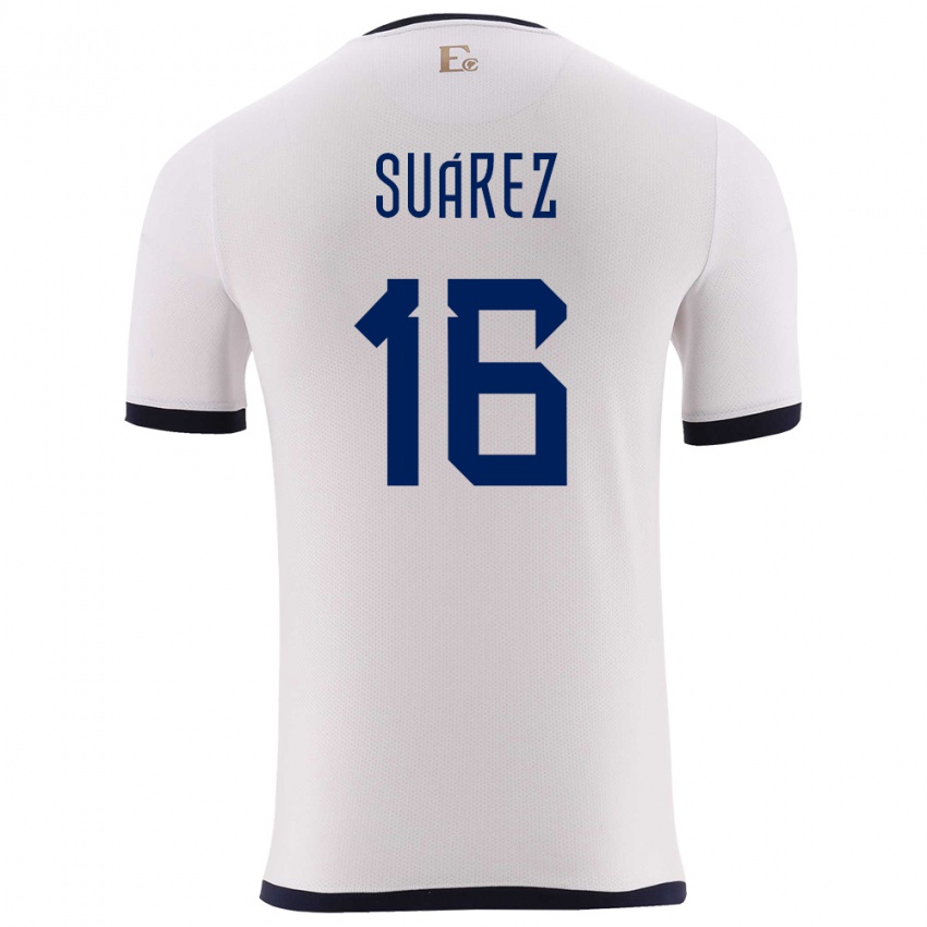 Herren Ecuador Ariel Suarez #16 Weiß Auswärtstrikot Trikot 24-26 T-Shirt Österreich