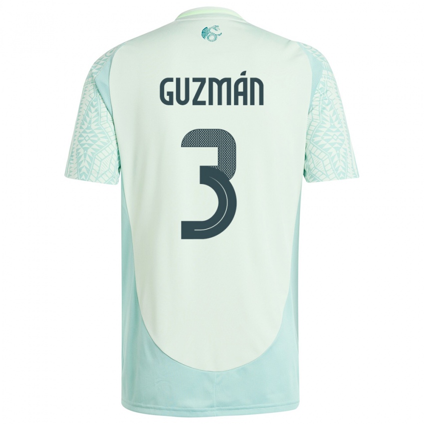 Herren Mexiko Victor Guzman #3 Leinengrün Auswärtstrikot Trikot 24-26 T-Shirt Österreich