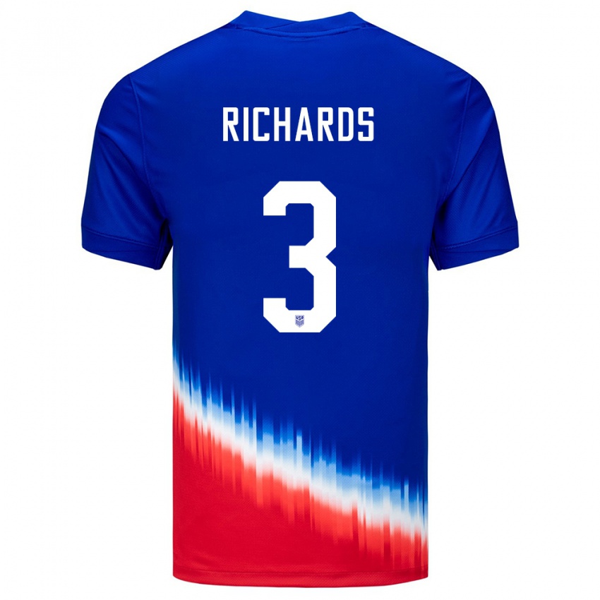 Herren Vereinigte Staaten Chris Richards #3 Blau Auswärtstrikot Trikot 24-26 T-Shirt Österreich