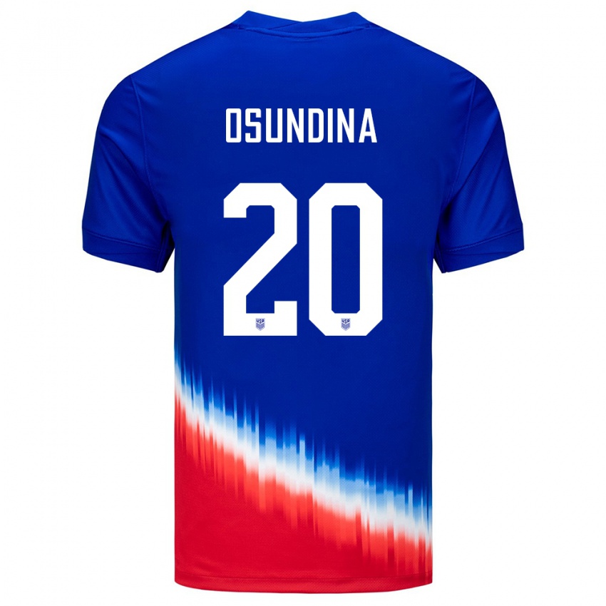 Herren Vereinigte Staaten Korede Osundina #20 Blau Auswärtstrikot Trikot 24-26 T-Shirt Österreich