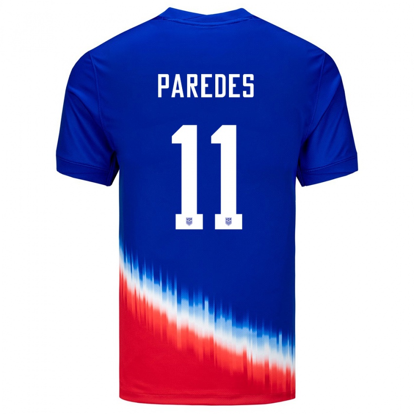 Herren Vereinigte Staaten Kevin Paredes #11 Blau Auswärtstrikot Trikot 24-26 T-Shirt Österreich