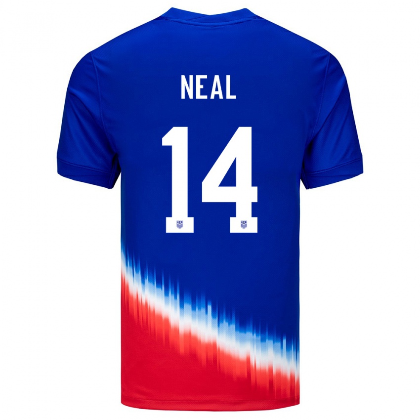 Herren Vereinigte Staaten Jalen Neal #14 Blau Auswärtstrikot Trikot 24-26 T-Shirt Österreich