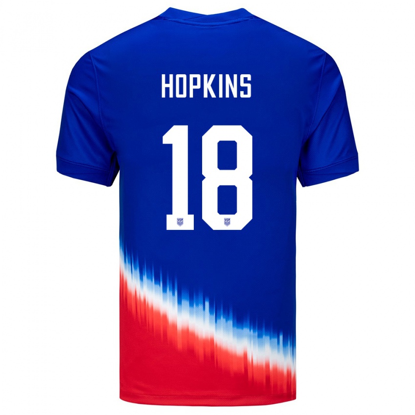 Herren Vereinigte Staaten Jackson Hopkins #18 Blau Auswärtstrikot Trikot 24-26 T-Shirt Österreich