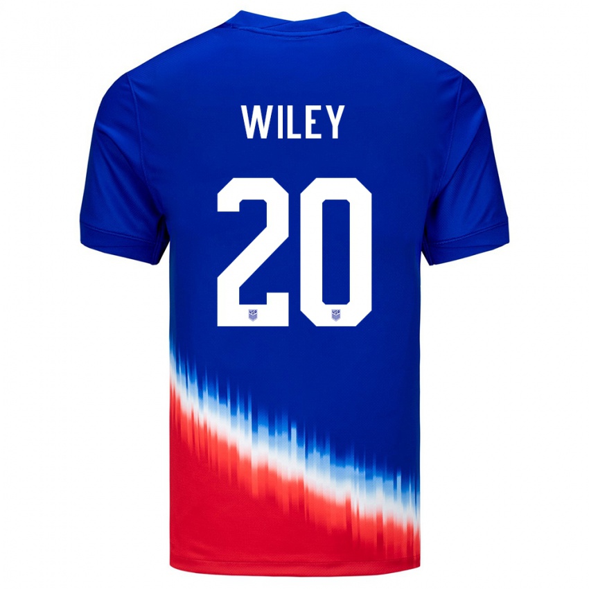Herren Vereinigte Staaten Caleb Wiley #20 Blau Auswärtstrikot Trikot 24-26 T-Shirt Österreich