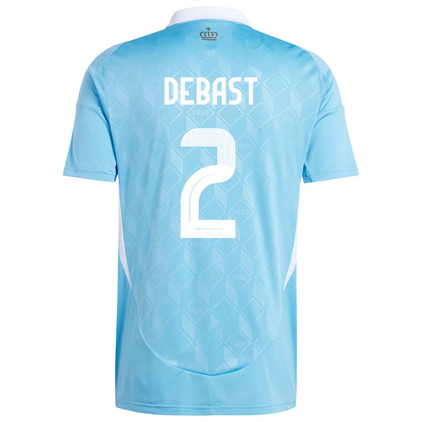Herren Belgien Zeno Debast #2 Blau Auswärtstrikot Trikot 24-26 T-Shirt Österreich