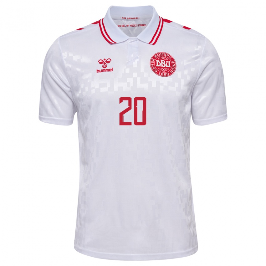 Herren Dänemark Caroline Moller #20 Weiß Auswärtstrikot Trikot 24-26 T-Shirt Österreich