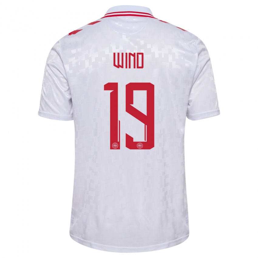 Herren Dänemark Jonas Wind #19 Weiß Auswärtstrikot Trikot 24-26 T-Shirt Österreich