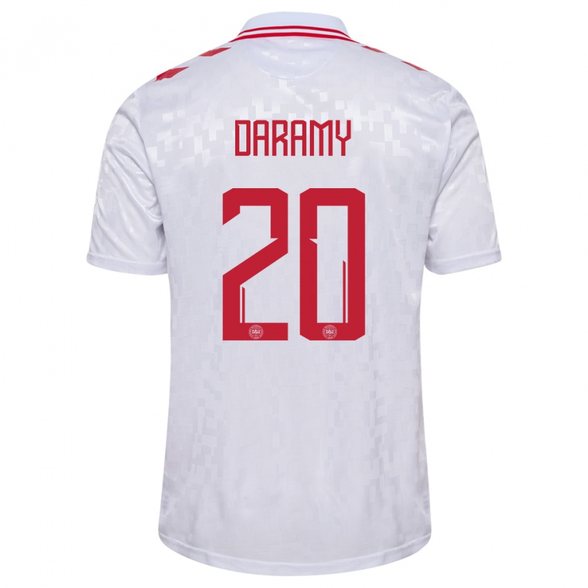 Herren Dänemark Mohamed Daramy #20 Weiß Auswärtstrikot Trikot 24-26 T-Shirt Österreich