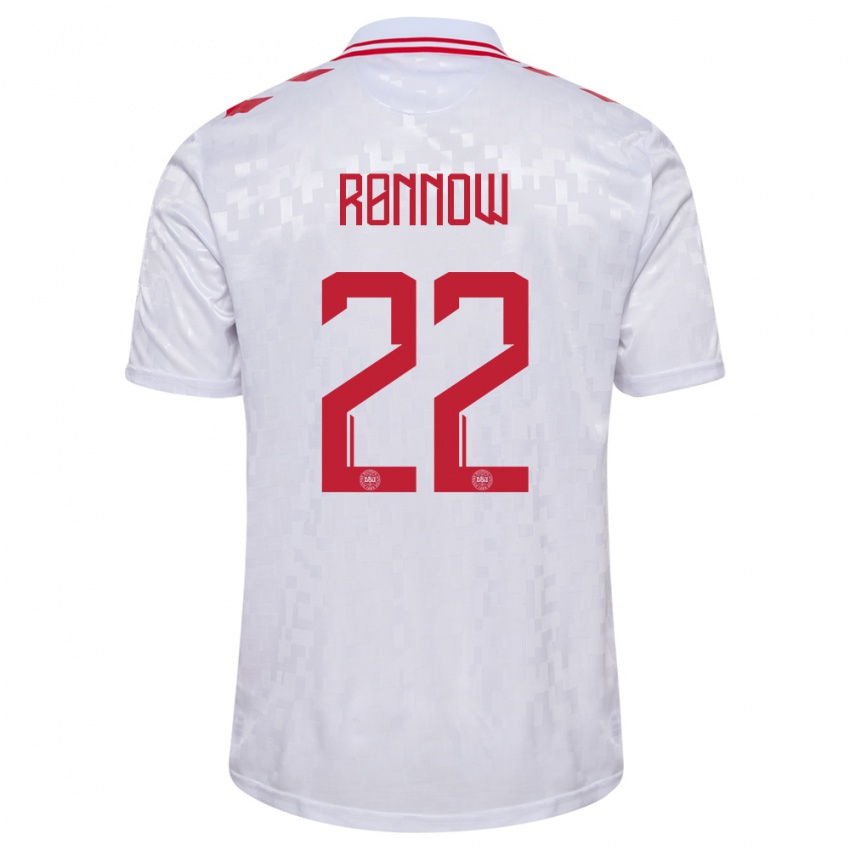 Herren Dänemark Frederik Ronnow #22 Weiß Auswärtstrikot Trikot 24-26 T-Shirt Österreich